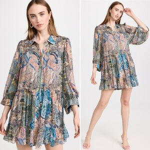 NWT MISA Los Angeles Mita Dress in Patchwork Batik Size M Oversized Flowy Mini